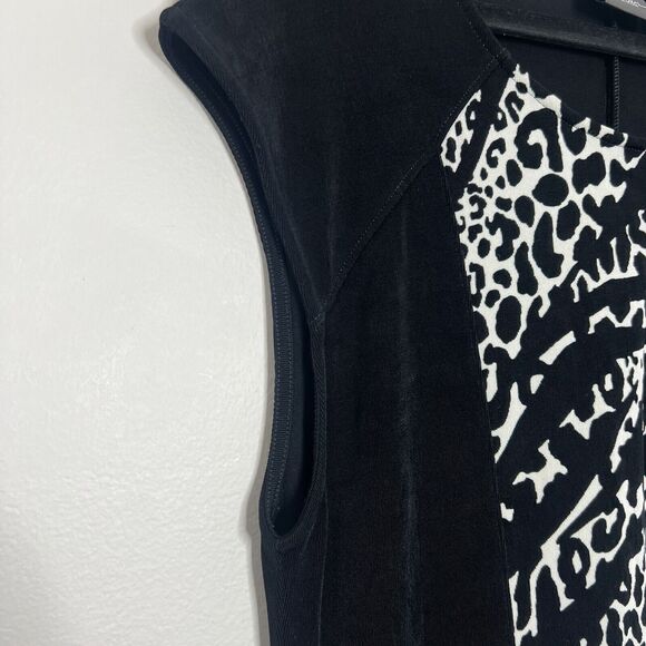 Chico's Travelers Dress Women's 2 Large Black Leopard Slinky Stretch Comfort - Picture 2 of 7